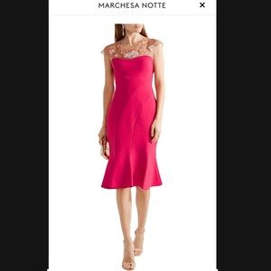 Marchesa Notte NWT *Gorgeous* Pink dress with Sheer Embellished top portion